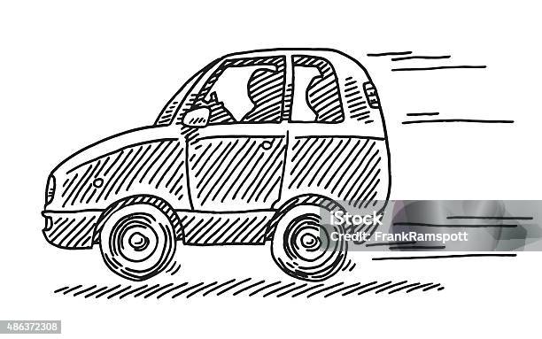 Driving Little Car Side View Drawing Stock Illustration - Download Image Now - Car, Drawing - Art Product, Sketch