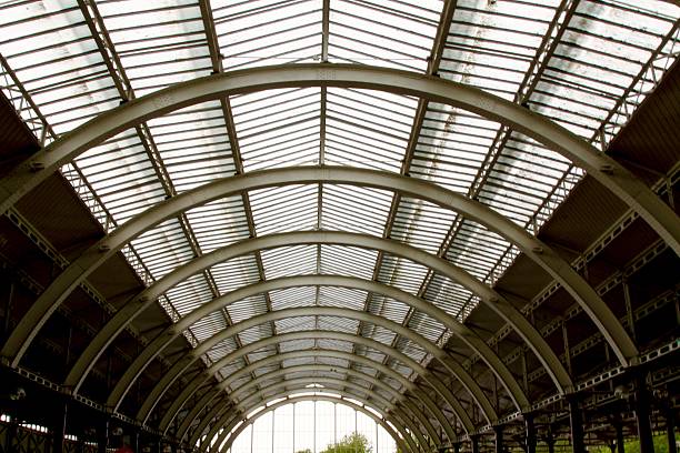 istock Glass Ceiling Of Large Train Station 486374770