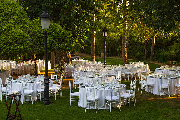 istock Tables laid by a holiday in the wood 486375065
