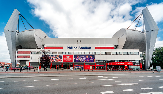 Eindhoven, Netherlands- May 24, 2015: The Philips Stadium with a capacity of 35,000, it is the third-largest football stadium in the country. The Philips Stadium currently holds a four-star rating by UEFA. The official opening took place on August 31, 1913