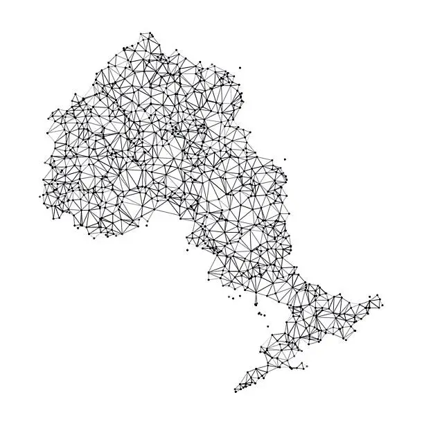Vector illustration of Ontario Map Network Black And White