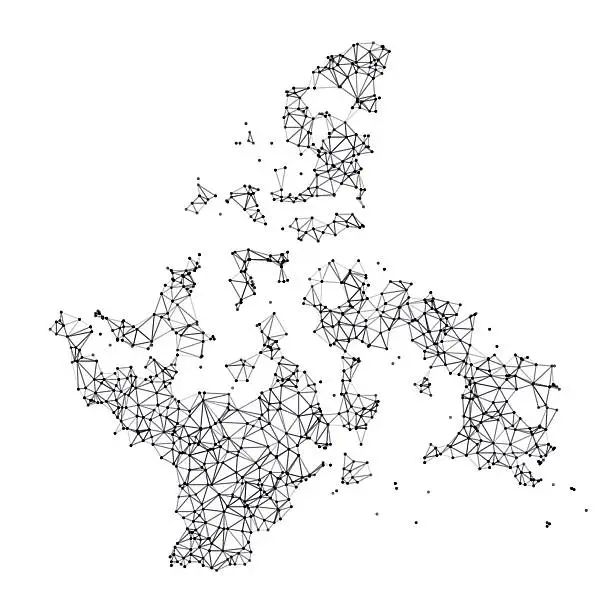 Vector illustration of Nunavut Map Network Black And White
