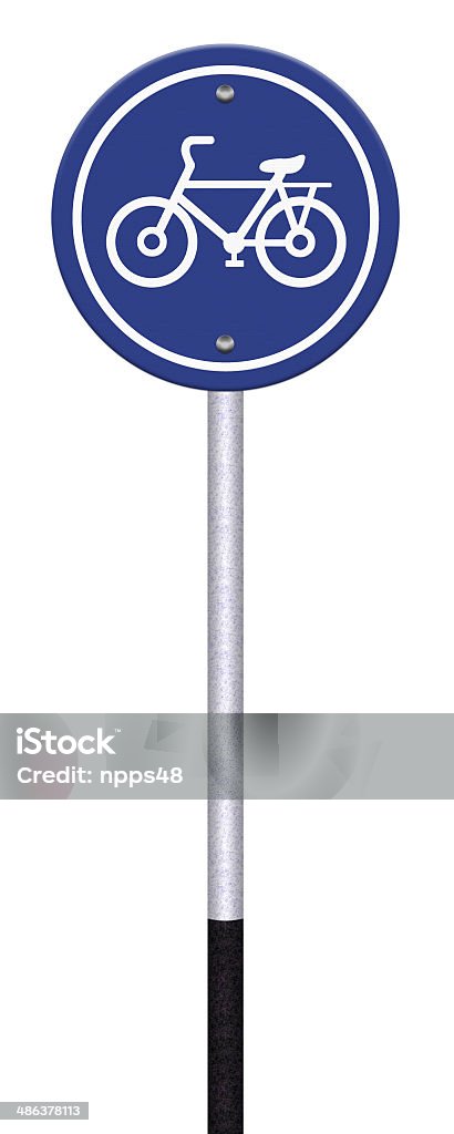 Bicycle lane sign on white background Bicycle Stock Photo