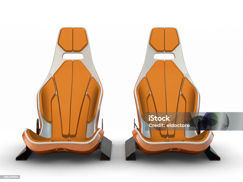 Two Racing leather carbon fiber seats isolated on white backgrou Two Racing leather carbon fiber seats isolated on white background Airbag Stock Photo