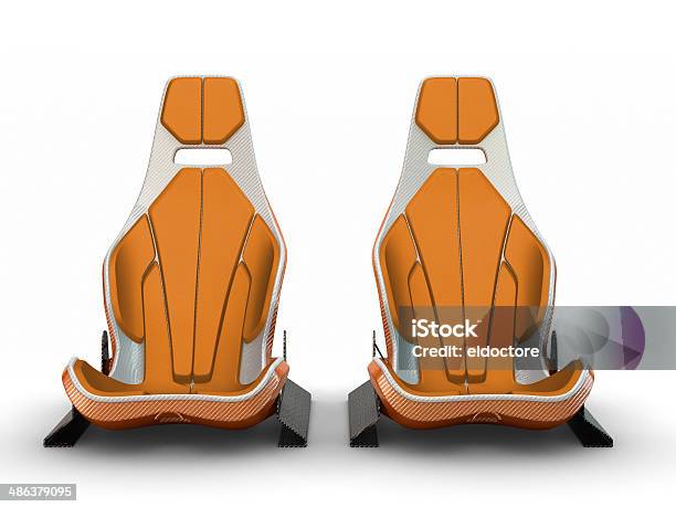 Two Racing Leather Carbon Fiber Seats Isolated On White Backgrou Stock Photo - Download Image Now