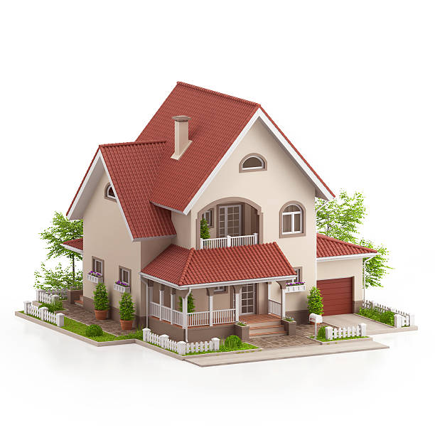 istock Graphic illustration of a modern house, on white background 486379389