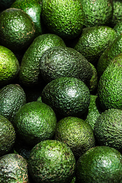 avocado sfondo.  verde fresca frutta su un mercato stail. - group of objects avocado green brown foto e immagini stock