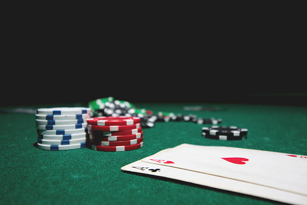 istock poker chips on the cloth combination of cards 486380616