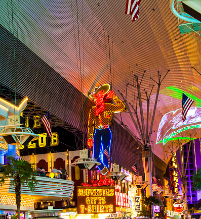 Las Vegas, USA - June 16, 2012: Fremont Street in Las Vegas, Nevada. The street is the second most famous street in the Las Vegas. Fremont Street dates back to 1905, when Las Vegas was founded.