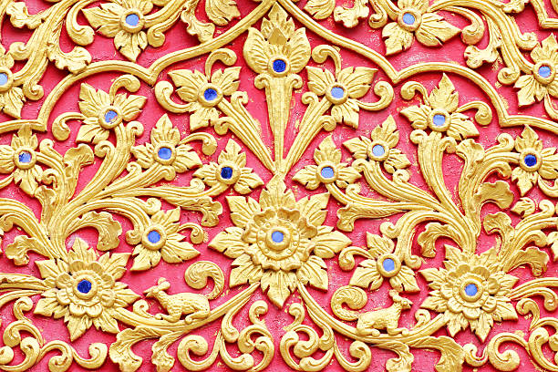 istock stucco design of native thai style on the Wall 486382252