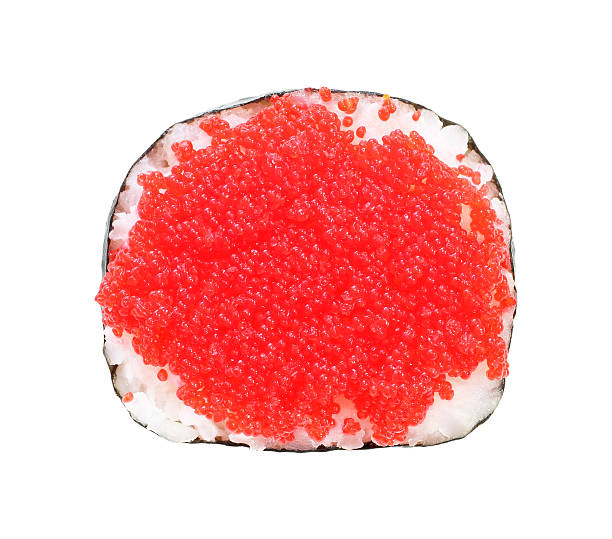 sushi com caviar, isolado em um fundo branco - japanese cuisine appetizer gourmet caviar imagens e fotografias de stock