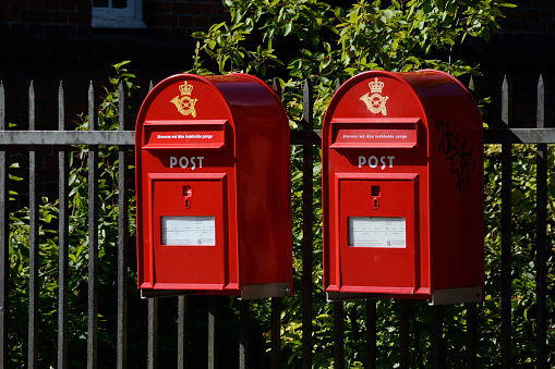 Danish post boxes in Roskilde, Denmark