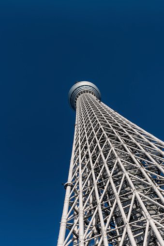 Tokyo, Japan - August 6, 2015: Tokyo Skytree landmark, the highest free standing broadcast tower in the world and the tallest structure in Japan at 634m from below