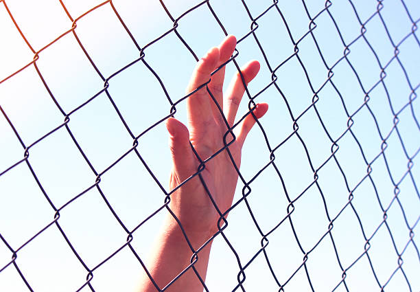 istock Hand holding fence 486385960