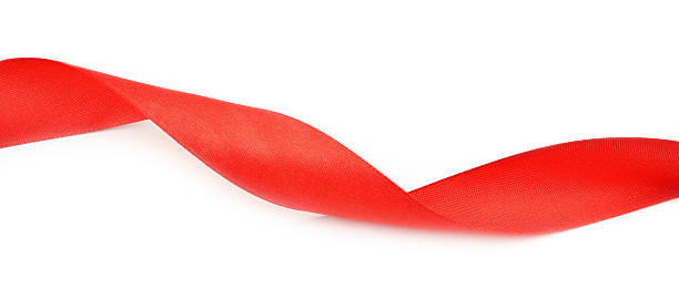 istock Red ribbon on a white background 486389133