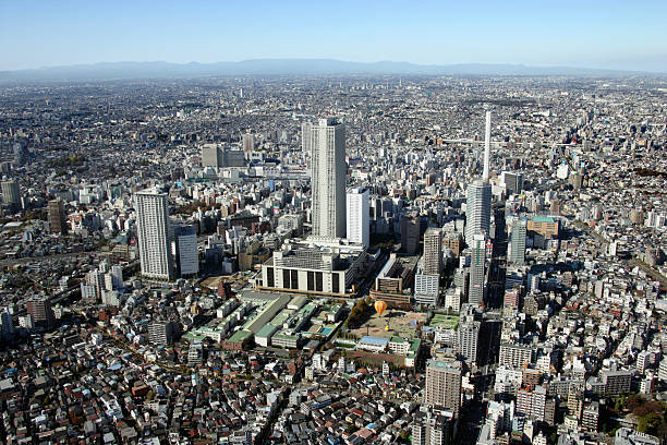 Aerial view of Ikebukuro areas stock photo