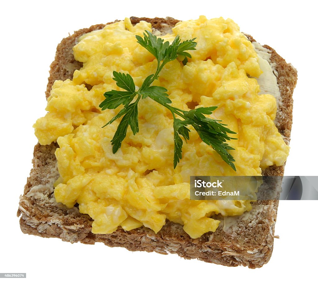 Bread with scrambled eggs 2015 Stock Photo