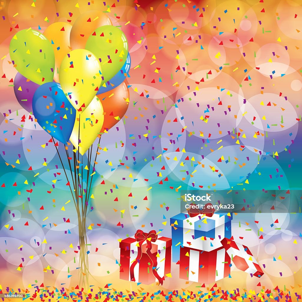Happy Birthday Background With Balloon And Gifts Stock Illustration -  Download Image Now - 2015, Anniversary, Backgrounds - iStock