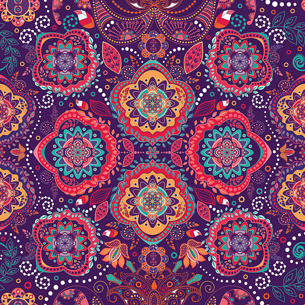 ilustraciones, imágenes clip art, dibujos animados e iconos de stock de floral seamless pattern - decoupage