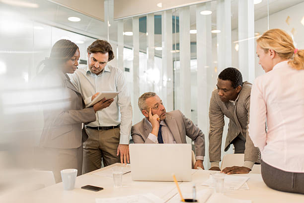 istock Group of business colleagues working in the office. 486400814