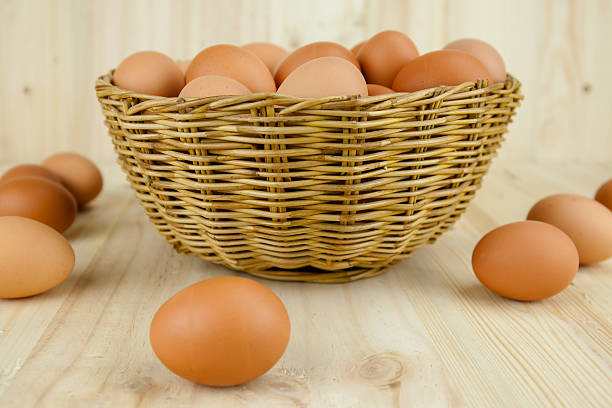 istock Full of Eggs put in a wicker basket 486401222