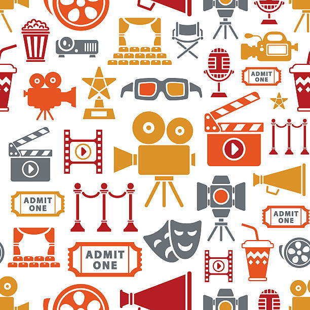 Cinema Pattern Repeatable pattern. High Resolution JPG,CS6 AI and Illustrator EPS 10 included. Very easy to edit. award silhouettes stock illustrations