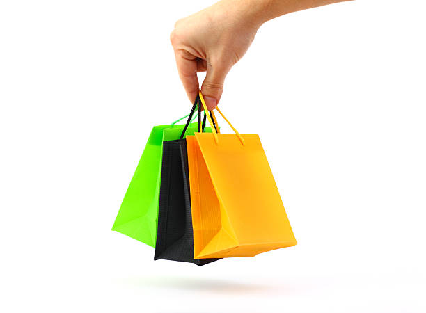 쇼핑 가방 - shopping bag orange bag handle 뉴스 사진 이미지