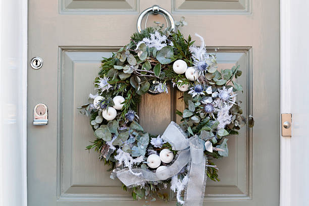 istock Green and White Christmas Wreath 486403104