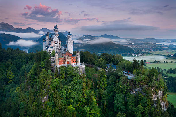 castelo de neuschwanstein, alemanha. - neuschwanstein allgau europe germany - fotografias e filmes do acervo