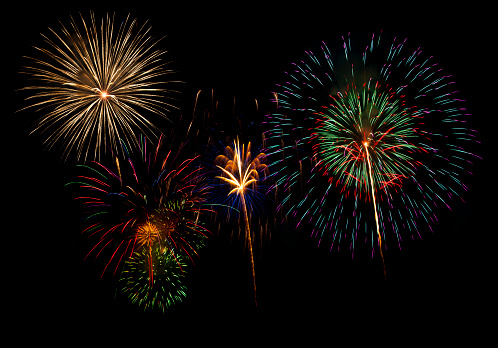 fireworks isolated on black background,firework display for celebration,Colorful fireworks