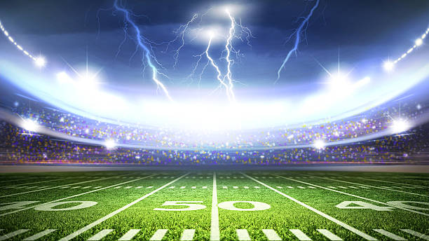 american stadium An imaginary stadium is modelled and rendered. lightning tower stock pictures, royalty-free photos & images