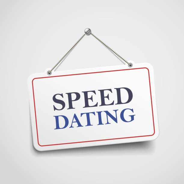 bildbanksillustrationer, clip art samt tecknat material och ikoner med speed dating hanging sign - speed dating