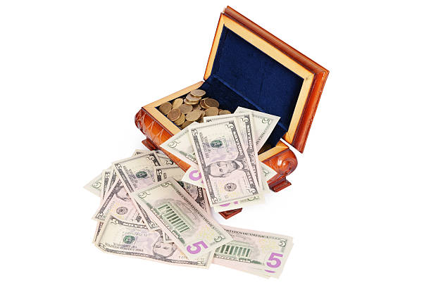 istock Coins and banknotes in the box 486409684