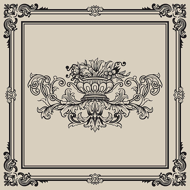 rozwijać rama i kwiatowy - frame retro revival old fashioned ornate stock illustrations