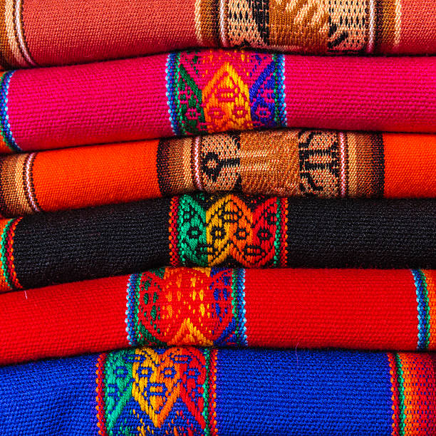 istock Colorful Peruvian fabrics for sale, Cuzco market, Peru 486414853