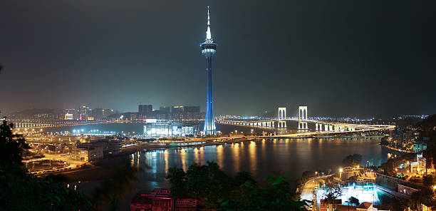 istock Night Macao with Macao Tower and Sai Van Bridge 486414917