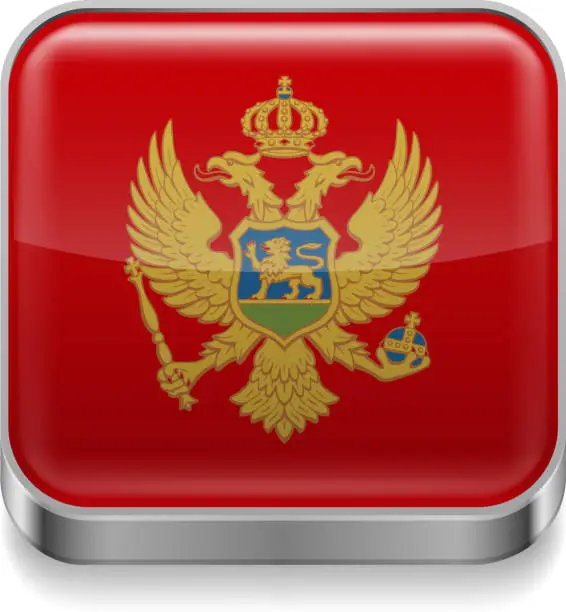 Vector illustration of Metal  icon of  Montenegro