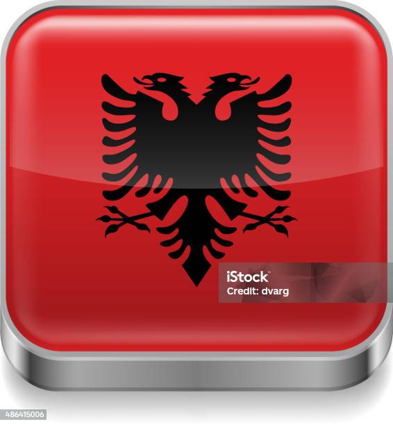 Metal Icon Of Albania Stock Illustration - Download Image Now - 2015, Authority, Badge