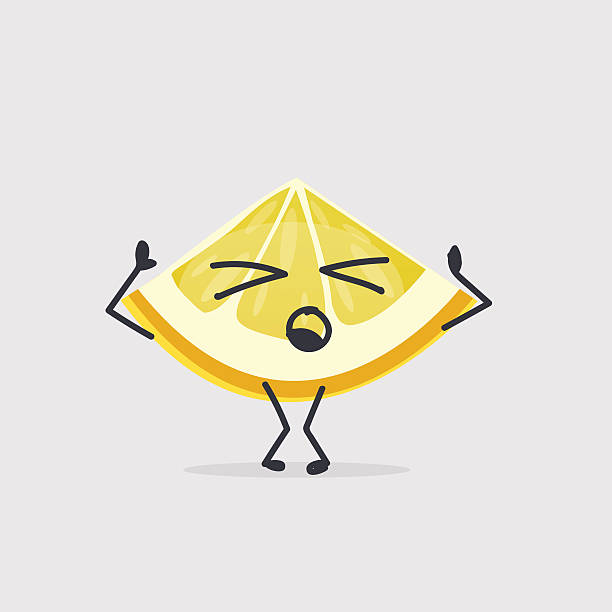Lemon character illustration Lemon character sour face stock illustrations