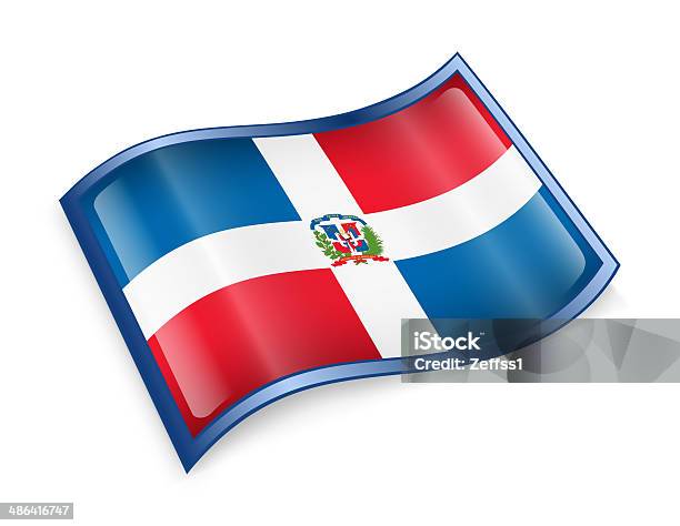Ícone De Bandeira Da República Dominicana - Fotografias de stock e mais imagens de América Latina - América Latina, Azul Turquesa, Bandeira