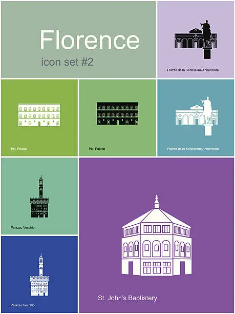 Vector illustration of Icons of Florence