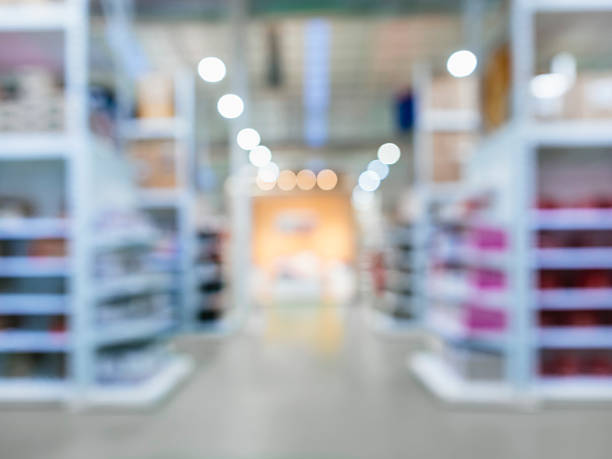 istock Blurred Shelf Display Storage in Retail shop Warehouse 486417798