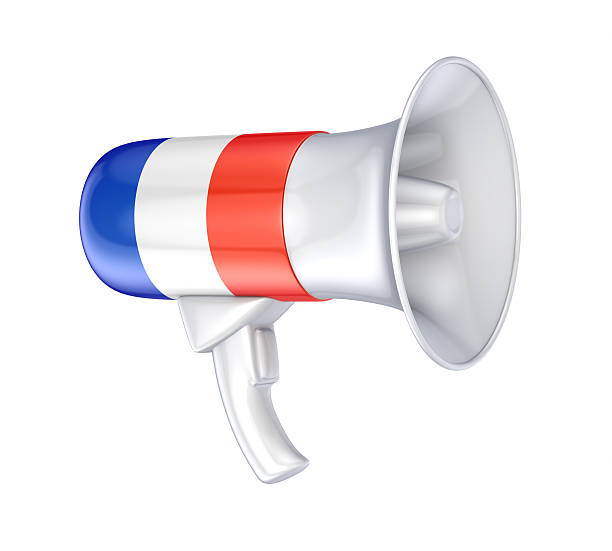istock Loudspeaker with french flag. 486418657