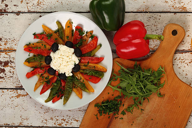 carpaccio de pimentão - antipasto roasted pepper bell pepper pepper - fotografias e filmes do acervo