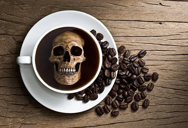 Photo of skull soak in coffee