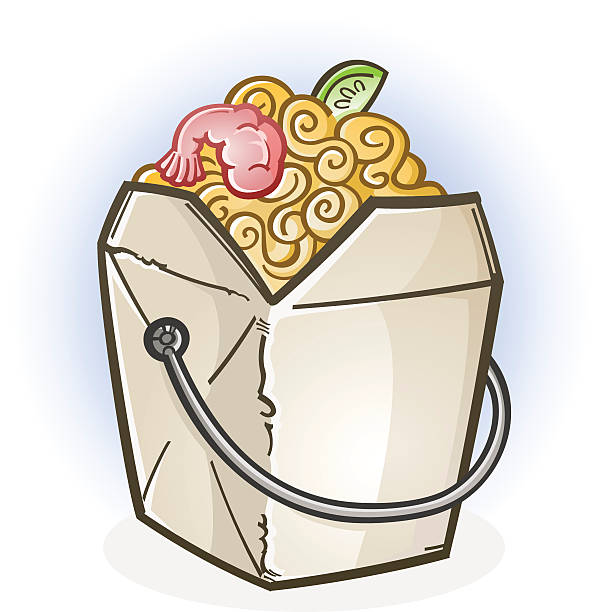 Chinese Food Take Out Box Cartoon vector art illustration