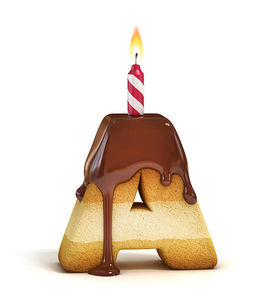 istock Birthday cake font letter A 486424444