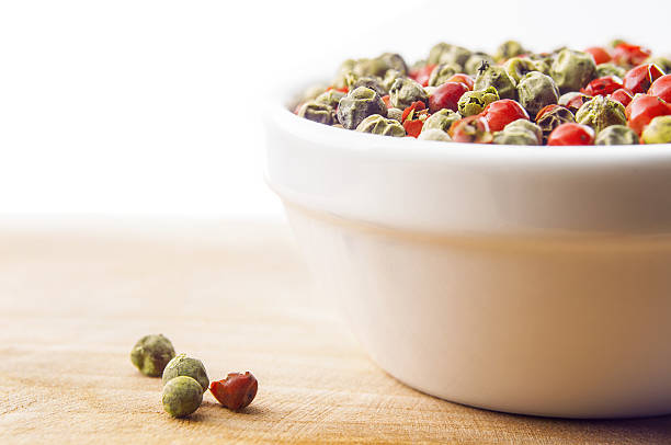 Mixed peppercorns in a bowl
