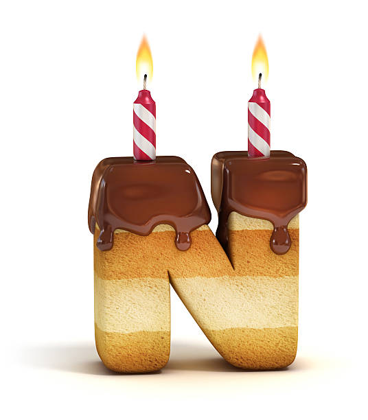 istock Birthday cake font letter N 486425184