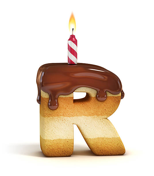 istock Birthday cake font letter R 486425190